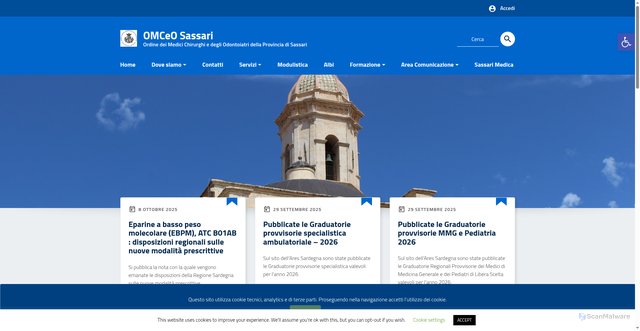 Security scan screenshot of https://omceoss.org/wp/