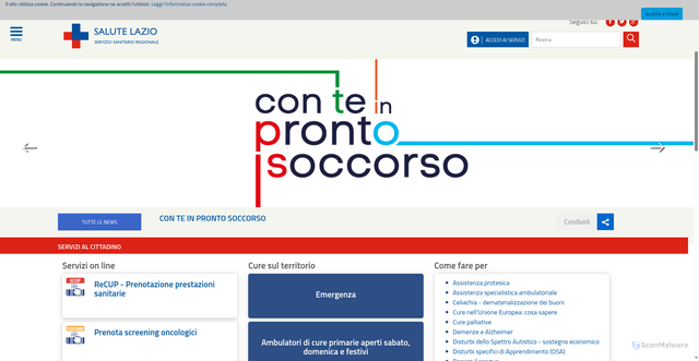 Security scan screenshot of https://www.salutelazio.it/