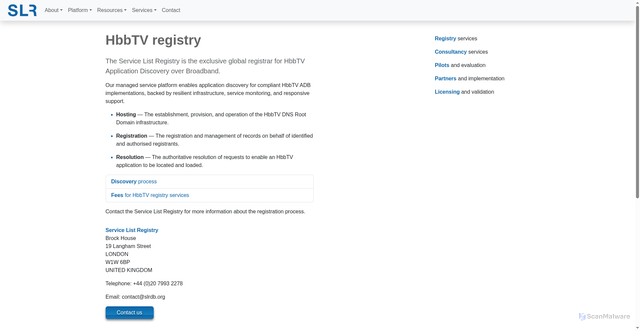 Security scan screenshot of https://hbbtvdns.org