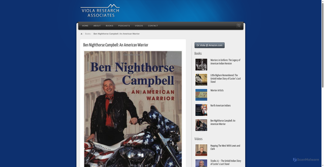 Security scan screenshot of https://www.viola-research.com/ben-nighthorse-campbell-an-american-warrior/