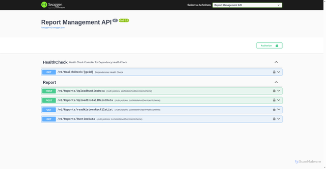 Security scan screenshot of https://reportapi.prod4.myicomfort.com
