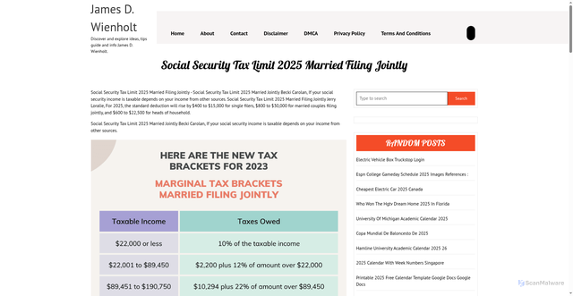 Security scan screenshot of https://jamesdwienholt.pages.dev/nmznj-social-security-tax-limit-2025-married-filing-jointly-ibpjb/