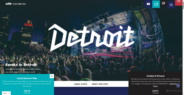 Security scan screenshot of https://visitdetroit.com/events/