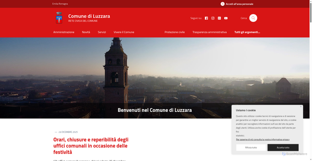 Security scan screenshot of https://www.comune.luzzara.re.it/