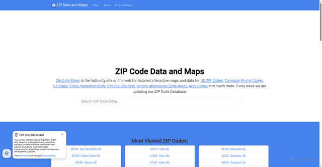 Security scan screenshot of https://zipdatamaps.com