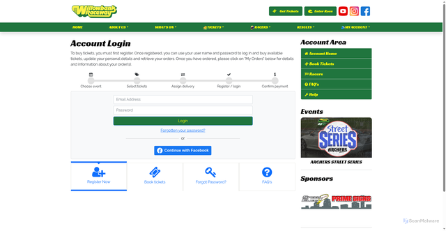 Security scan screenshot of https://willowbankraceway.com.au/tickets/2026-qdrc/