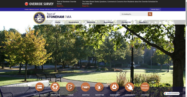 Security scan screenshot of https://stoneham-ma.gov/