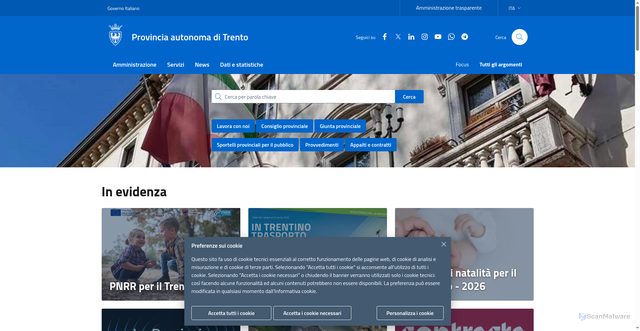 Security scan screenshot of https://www.provincia.tn.it