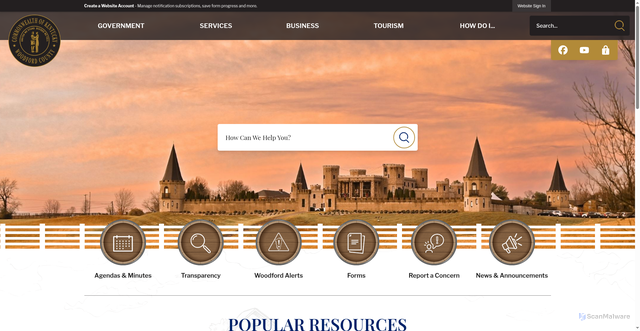 Security scan screenshot of https://woodfordcountyky.gov/
