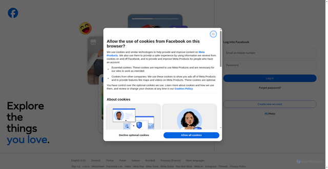 Security scan screenshot of https://www.facebook.com/login/?next=https%3A%2F%2Fwww.facebook.com%2FDefyNW%2F%3Fmc_cid%3D97c4ff4613%26mc_eid%3DUNIQID
