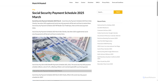Security scan screenshot of https://markmmaskellt.pages.dev/rqmou-social-security-payment-schedule-2025-march-grkzs/