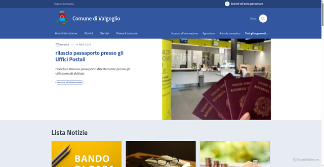Security scan screenshot of https://www.comune.valgoglio.bg.it