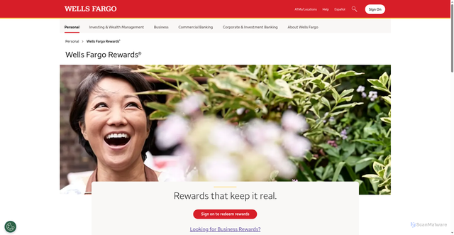 Security scan screenshot of https://wellsfargorewards.com
