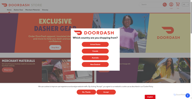 Security scan screenshot of https://doordashstore.com/