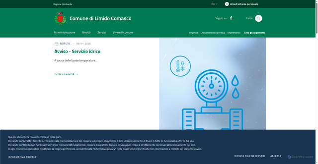 Security scan screenshot of https://www.comune.limidocomasco.co.it/