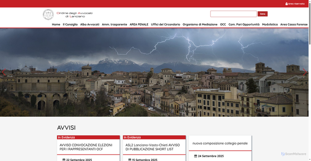 Security scan screenshot of https://www.ordineavvocatilanciano.it/