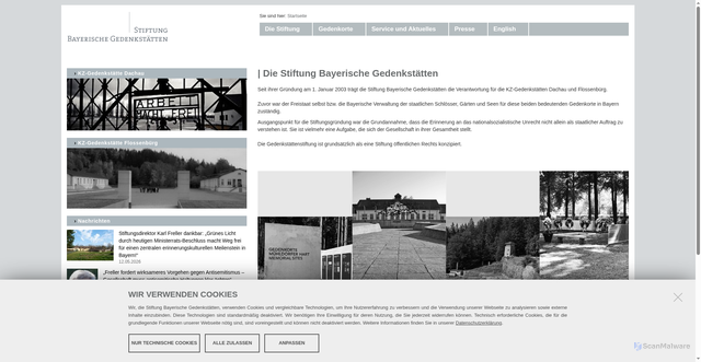 Security scan screenshot of http://www.stiftung-bayerische-gedenkstaetten.de
