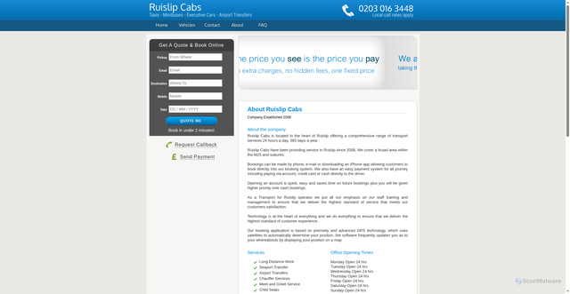 Security scan screenshot of https://ruislipcabs.online/about.html