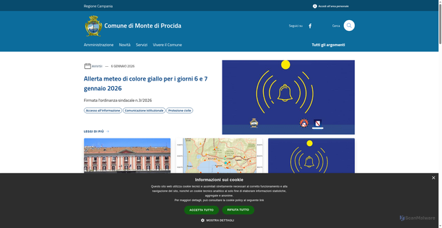 Security scan screenshot of https://www.comune.montediprocida.na.it/it
