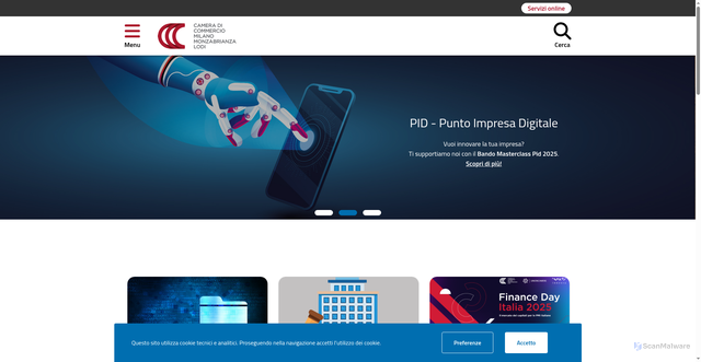 Security scan screenshot of https://www.milomb.camcom.it/