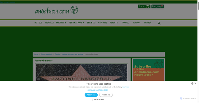 Security scan screenshot of https://www.andalucia.com/history/people/antoniobanderas.htm