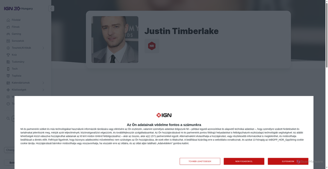 Security scan screenshot of https://hu.ign.com/justin-timberlake