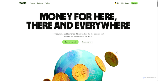 Security scan screenshot of https://transferwise.com