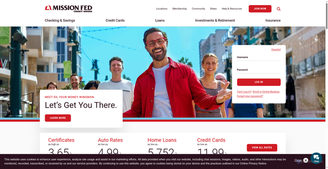 Security scan screenshot of https://www.missionfed.com