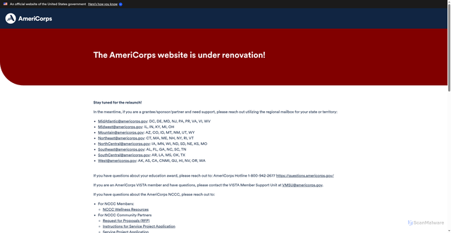 Security scan screenshot of https://www.americorps.gov/