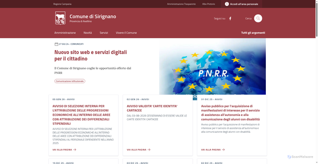 Security scan screenshot of https://comune.sirignano.av.it/