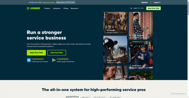 Security scan screenshot of https://clienthub.getjobber.com