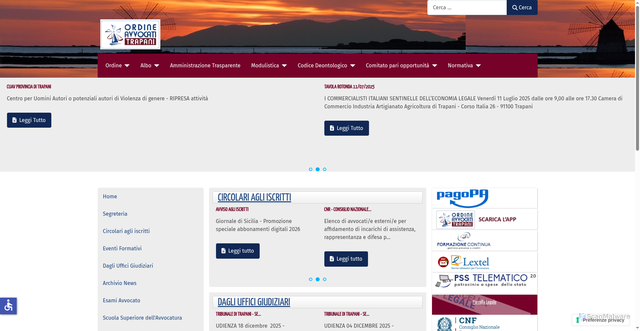 Security scan screenshot of https://www.ordineavvocati.trapani.it/