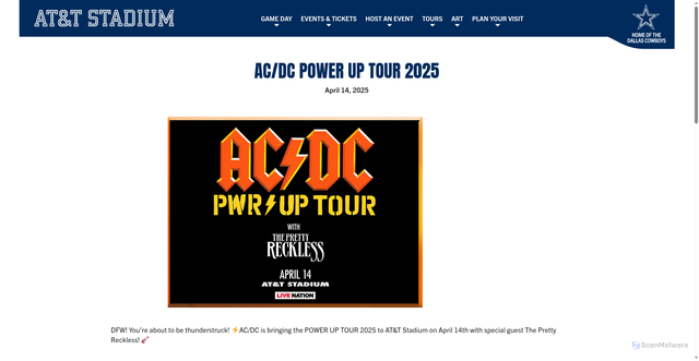 Security scan screenshot of https://attstadium.com/events/ac-dc/