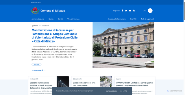 Security scan screenshot of https://www.comune.milazzo.me.it/