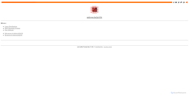 Security scan screenshot of https://mirror.in2p3.fr