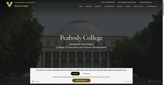 Security scan screenshot of https://peabody.vanderbilt.edu
