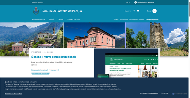Security scan screenshot of https://www.comune.castellodellacqua.so.it/