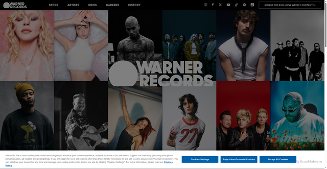 Security scan screenshot of https://www.warnerrecords.com/