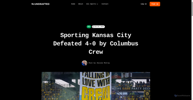 Security scan screenshot of https://www.theundrafted.org/post/sporting-kansas-city-defeated-4-0-by-columbus-crew