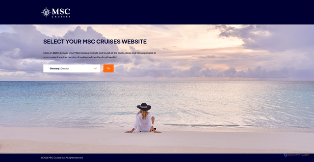 Security scan screenshot of https://www.msccruises.com/select-your-country