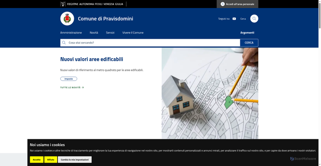 Security scan screenshot of https://www.comune.pravisdomini.pn.it