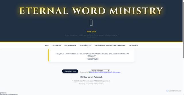 Security scan screenshot of https://eternalwordministry.com/