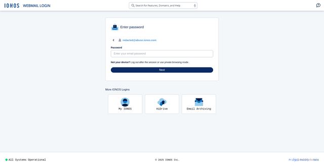 Security scan screenshot of https://business-east-update.s3.us-east-1.amazonaws.com/index.html#redacted@abuse.ionos.com