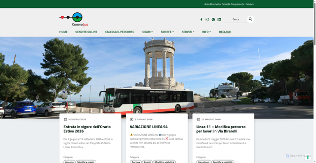 Security scan screenshot of https://www.conerobus.it