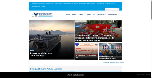 Security scan screenshot of https://adsptirrenocentrale.it/