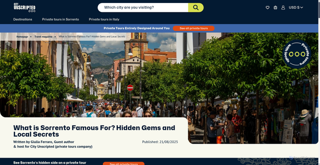 Security scan screenshot of https://www.cityunscripted.com/travel-magazine/what-is-sorrento-famous-for