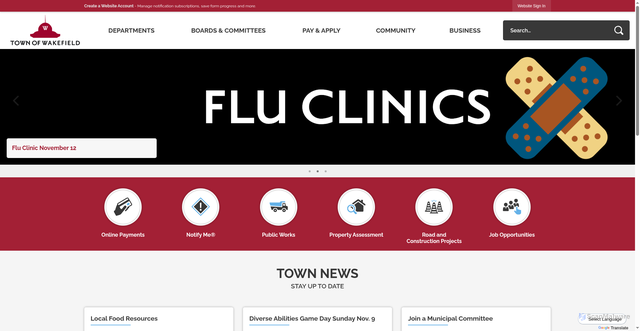 Security scan screenshot of https://www.wakefieldma.gov/