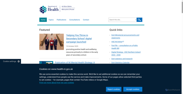 Security scan screenshot of https://www.health-ni.gov.uk/