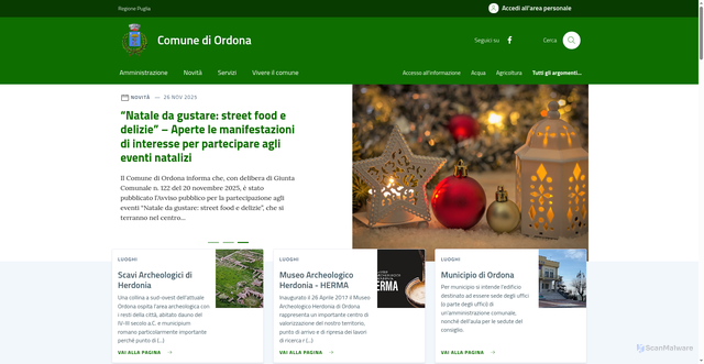 Security scan screenshot of https://comune.ordona.fg.it/