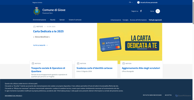 Security scan screenshot of https://www.comune.giove.tr.it/